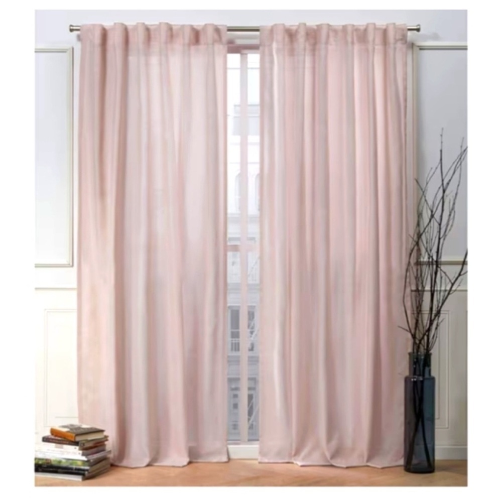 2 Nicole Miller Blush Pink Curtains Long Length Girly Romantic Woman Fun Bedroom